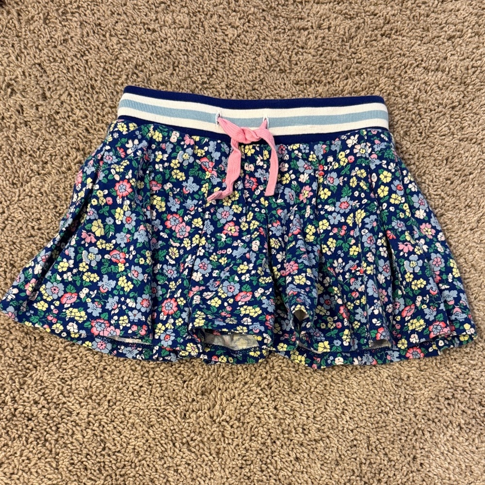 Mini Boden Blue Floral Skort with Pink and Yellow Accents